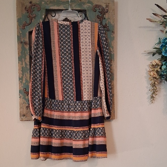 LOFT Navy and Orange Patterned Long Sleeve Dress. Good Condition Size Small - Picture 11 of 17